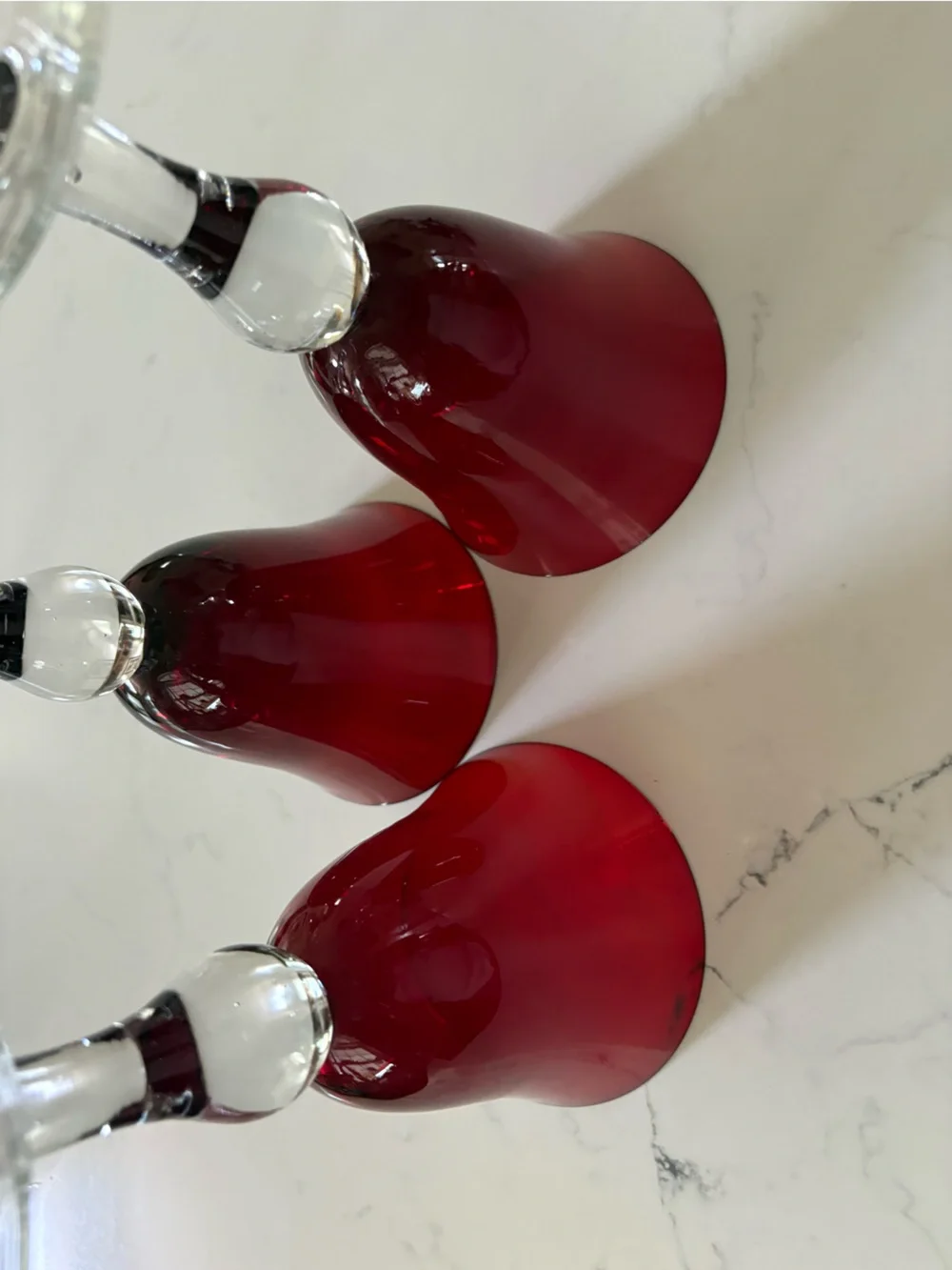 Red Stemmed Wine Glasses - Set of 3